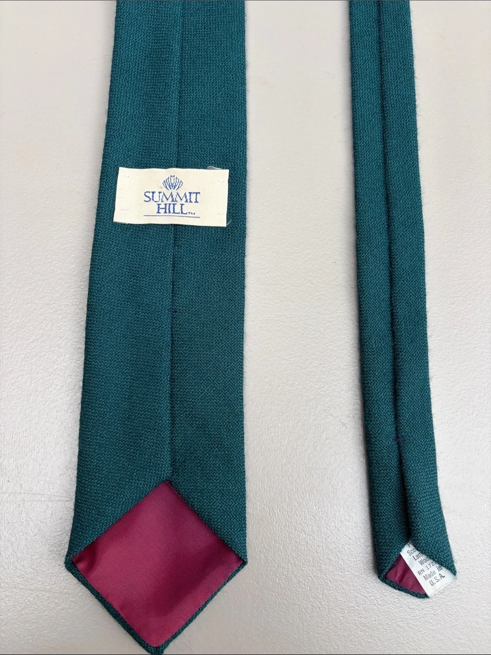 pure Scottish lambs wool Tie - Classic Formal Accessory Men's Solid Teal Woven